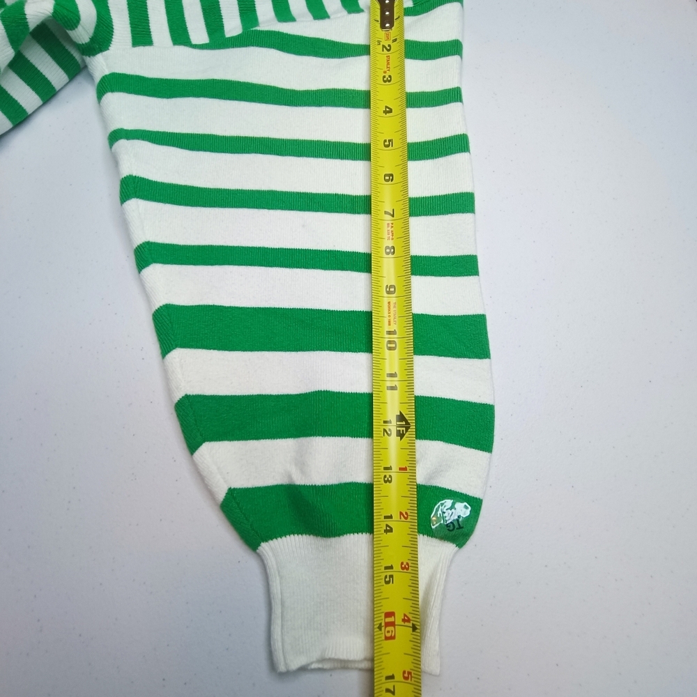 Daily Practice Preppy Boxy Cropped Striped Green and White Crew Neck Sweater 1X - Picture 12 of 13